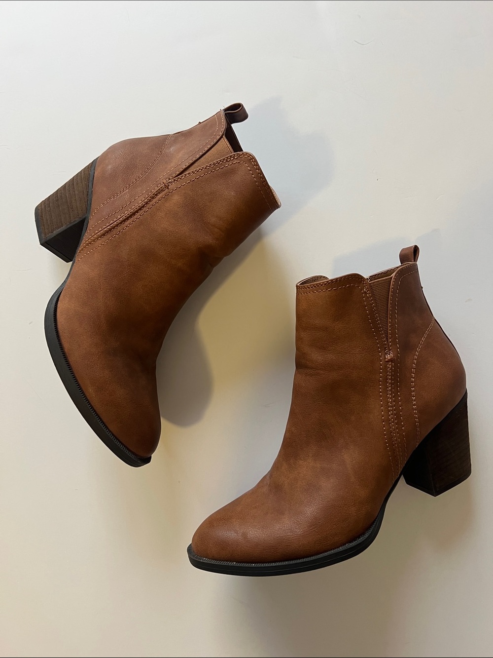 Circus Sam Edelman Ankle Booties Cognac Brown Faux Leather Missy Size 9